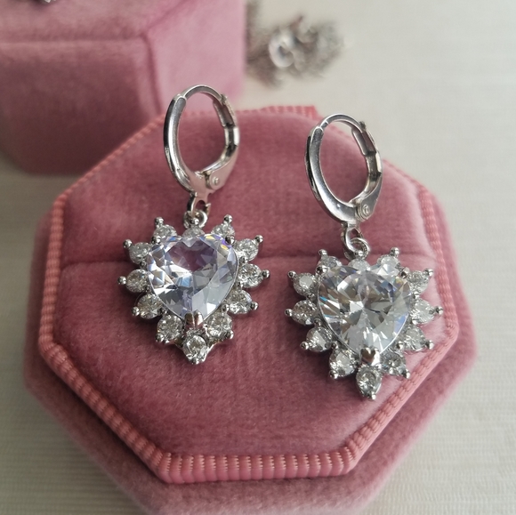 Swarovski Elements 925 Sterling Silver Heart Earrings NEW - Picture 14 of 15